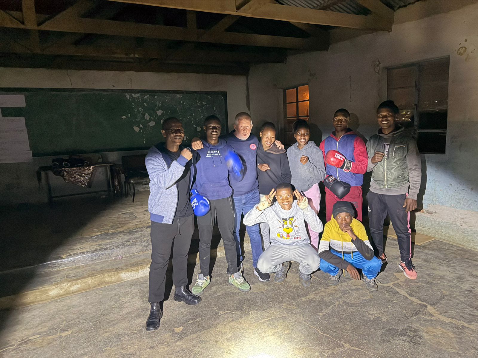 Ts'osane Boxing Club members inside their training hall